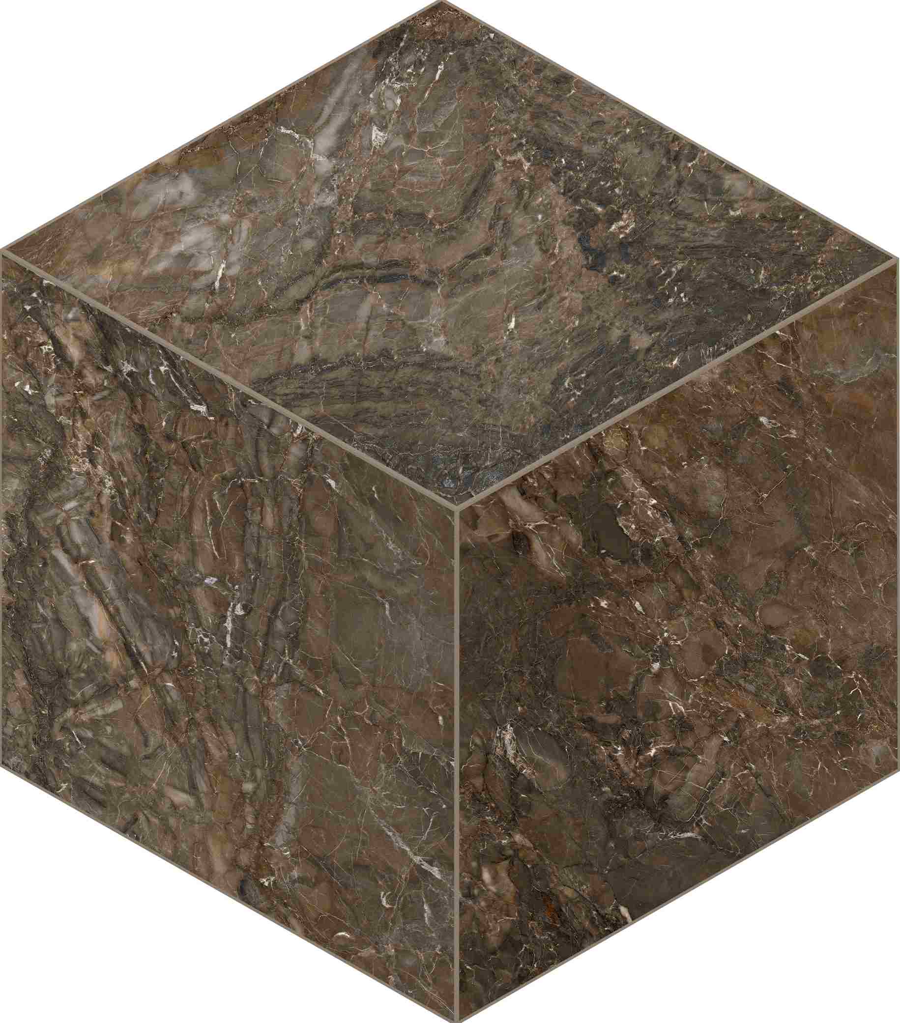 BR04 Bernini Dark Brown Cube 250x290 неполированный коричневый мозаика